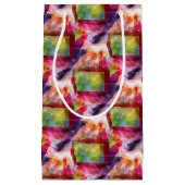 抽象的な緑、赤い壁紙 スモールペーパーバッグ (正面)