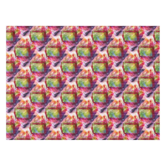 抽象的な緑、赤い壁紙 テーブルクロス (正面(横))