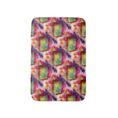 抽象的な緑、赤い壁紙 バスマット (正面縦)