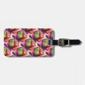 抽象的な緑、赤い壁紙 ラゲッジタグ (正面横)