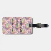 抽象的な緑、赤い壁紙 ラゲッジタグ (裏面横)