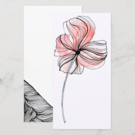 抽象的な線が描かれたデリケートな花のアドバイスカード