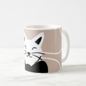 抽象的な線と黒白の可愛い猫 コーヒーマグカップ (正面右)