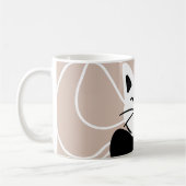 抽象的な線と黒白の可愛い猫 コーヒーマグカップ (左)