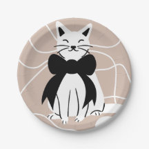 抽象的な線と黒白の猫