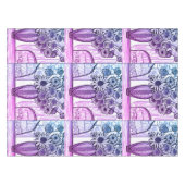 抽象的な線画の花のアート - 紫と青 テーブルクロス (正面(横))