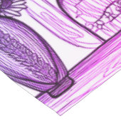 抽象的な線画の花のアート - 紫と青 テーブルクロス (アングル)