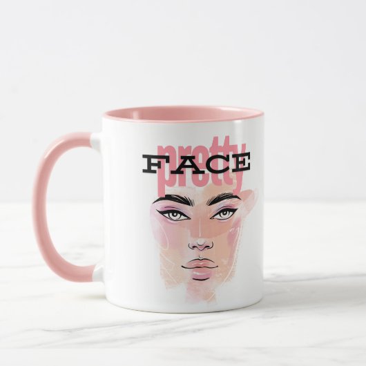 抽象的な美しい顔のコーヒーマグ マグカップ (左)