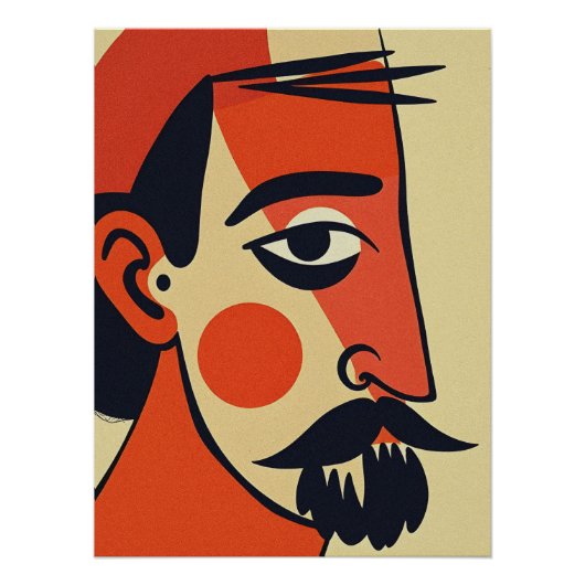 抽象的な肖像画アート ポスター (正面)