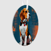抽象的な背景のビーグル犬 オーナメント (正面)