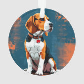 抽象的な背景のビーグル犬 オーナメント (裏面)