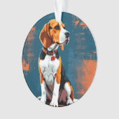 抽象的な背景のビーグル犬 オーナメント (正面)