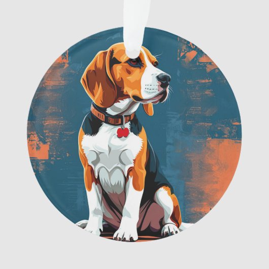 抽象的な背景のビーグル犬 オーナメント (正面)