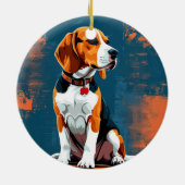 抽象的な背景のビーグル犬 セラミックオーナメント (裏面)