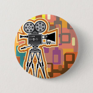 抽象的な背景の映写機のフィルムのカメラ 缶バッジ