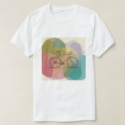 抽象的な自転車のグラフィック 白Tシャツ Tシャツ (デザイン正面)