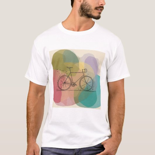 抽象的な自転車のグラフィック 白Tシャツ Tシャツ (正面)