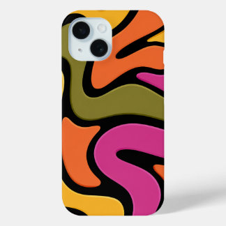 抽象的な色の波のスマホケース iPhone 15ケース