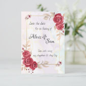 抽象的な色合いのバーガンディカラーテーマ 招待状 (スタンド正面)