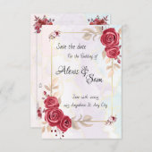 抽象的な色合いのバーガンディカラーテーマ 招待状 (正面/裏面)