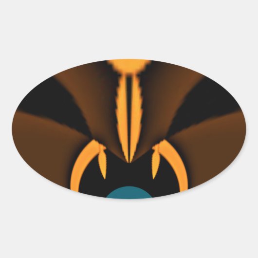 抽象的な色彩対比アートプリント 楕円形シール (正面)