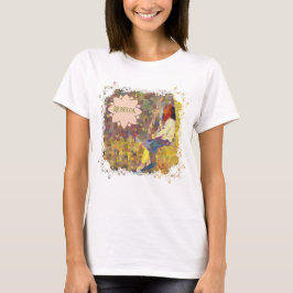 抽象的な色彩幾何学の壁画に佇む夢見る少女 Tシャツ