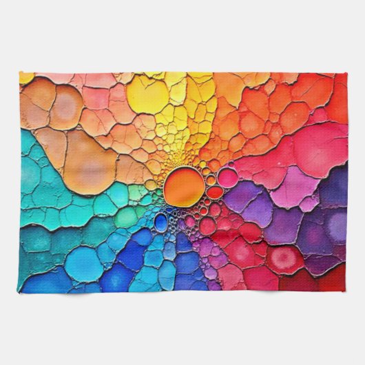 抽象的な色相環スワールアート キッチンタオル (横)