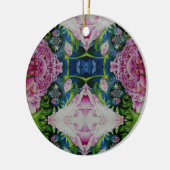 抽象的な芍薬の水彩画、ボヘミアンレトロ セラミックオーナメント (左)