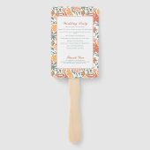 抽象的な花と鳥のミッドセンチュリーウェディングプログラム ハンドファン (裏面)