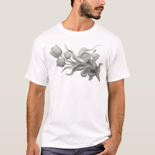 抽象的な花のオリジナルデザイン Tシャツ (正面)