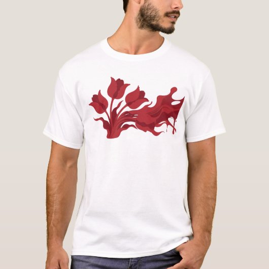 抽象的な花のカスタムデザイン - 楽しくおしゃれ Tシャツ (正面)
