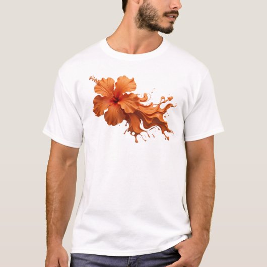 抽象的な花のクラシックアートプリント Tシャツ (正面)