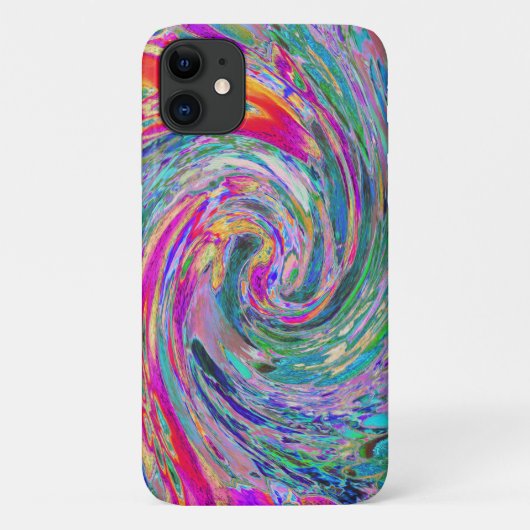 抽象的な花のサイケデリックな虹色の色彩の波 Case-Mate iPhoneケース (裏面)
