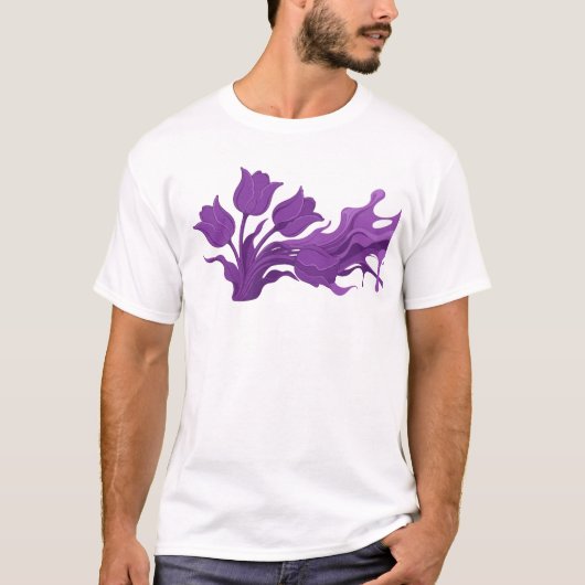 抽象的な花のスタンダードデザイン Tシャツ (正面)