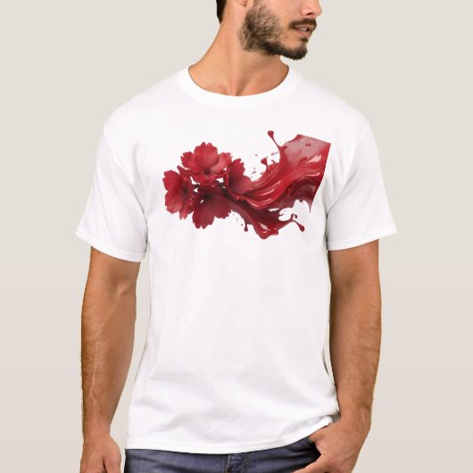 抽象的な花のストライキングなビジュアルデザイン Tシャツ (正面)