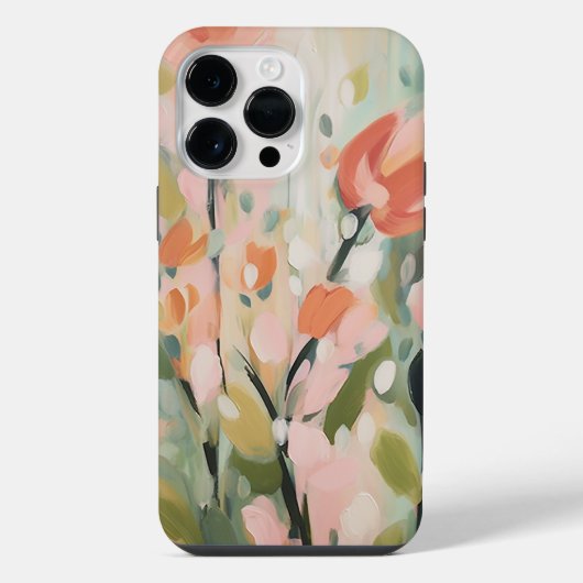 抽象的な花のデザインのフラワーアート iPhoneケース (裏面)