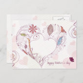抽象的な花のハートの幸せな母の日の郵便はがき シーズンポストカード (正面/裏面)