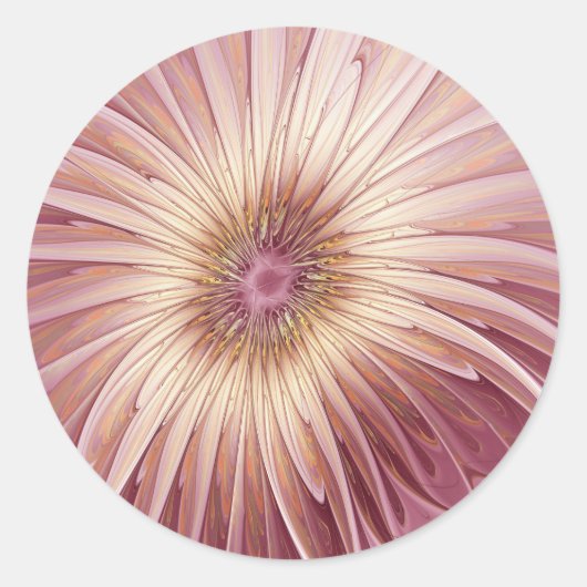 抽象的な花のフラクタルアート - バーガンディの色合い ラウンドシール (正面)