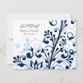 抽象的な花のレスポンスカード 出欠カード (裏面)