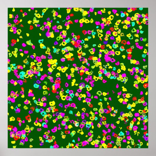 抽象的な花の壁画パターンの壁紙 ポスター (正面)