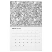 抽象的な花の大人の着色のカレンダー カレンダー (2月 2017)