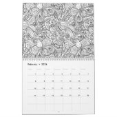 抽象的な花の大人の着色のカレンダー カレンダー (2月 2026)