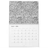 抽象的な花の大人の着色のカレンダー カレンダー (3月 2026)