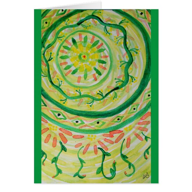 抽象的な花の曼荼羅の水彩画 (正面)