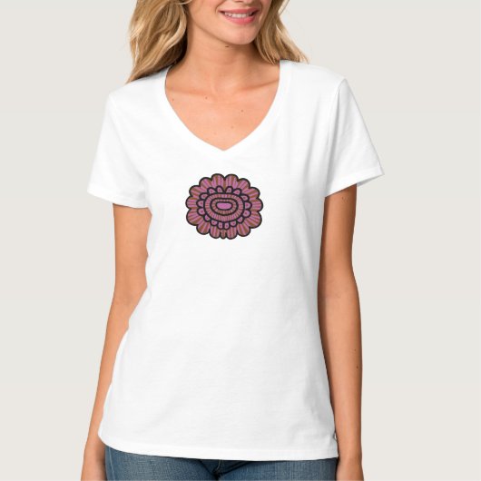 抽象的な花の曼荼羅模様デザイン Tシャツ (正面)
