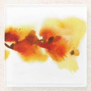 抽象的な花の水彩画の絵画2 ガラスコースター