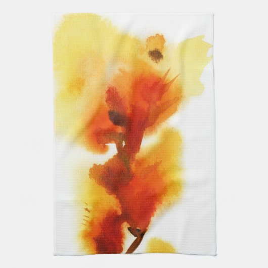 抽象的な花の水彩画の絵画2 キッチンタオル (縦)