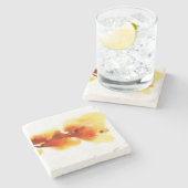 抽象的な花の水彩画の絵画2 ストーンコースター (横)