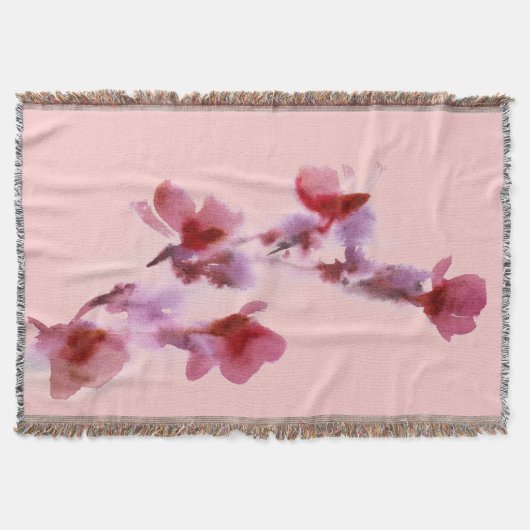 抽象的な花の水彩画の絵画3 スローブランケット (正面)
