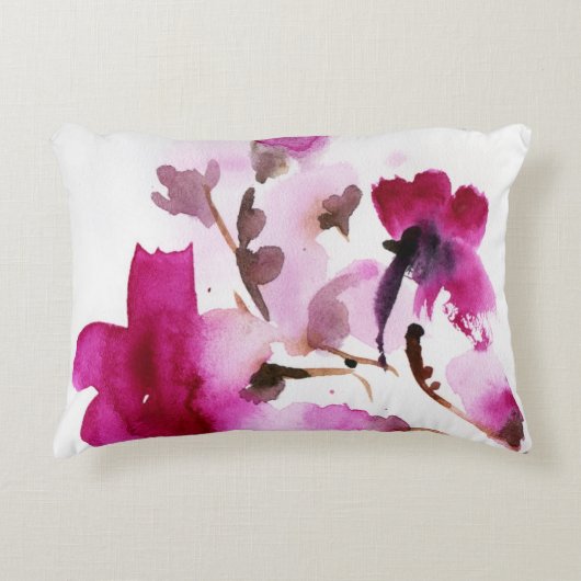 抽象的な花の水彩画の絵画4 アクセントクッション (正面)